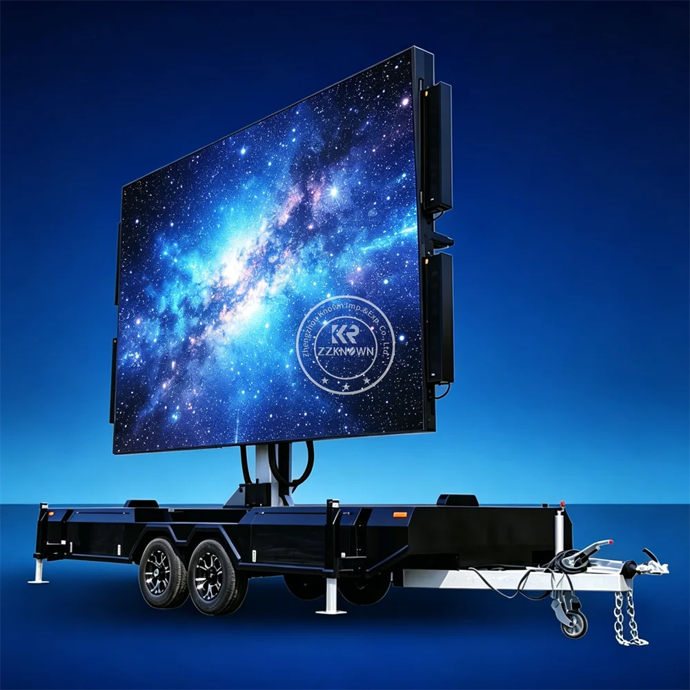 Solar LED Display Advertising Trailer Mobile Digital Billboard Screen Trailer For Night Outdoor Advertising And Lighting Use