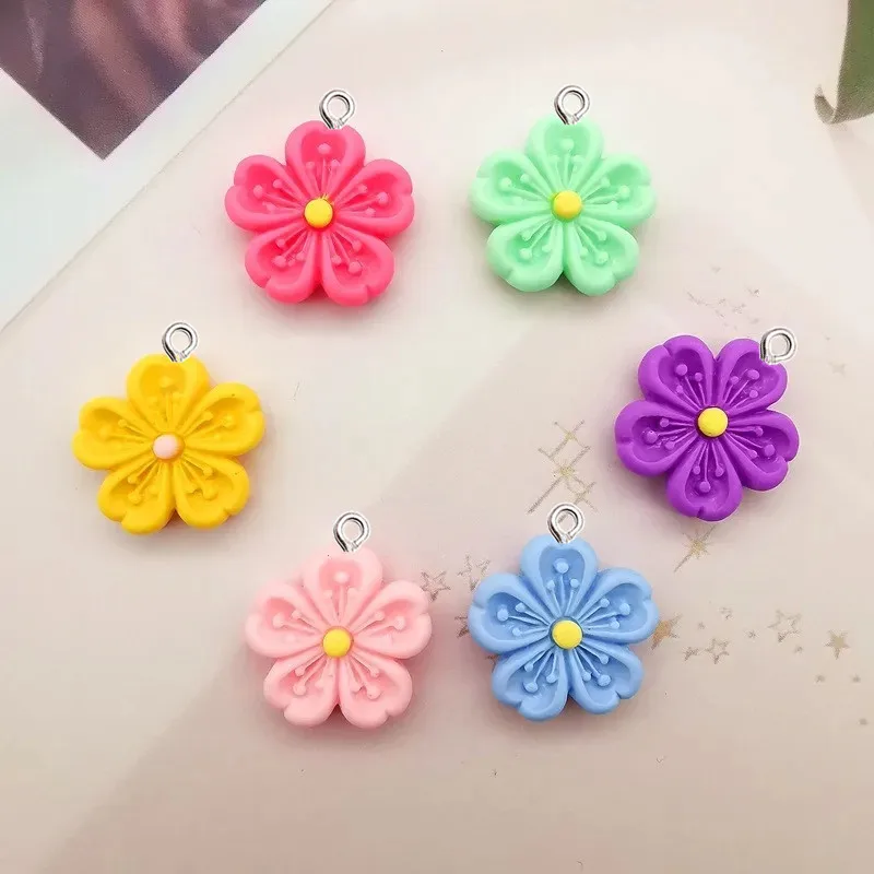 

10Pcs Kawaii Cartoon Peach Blossom Resin Pendant DIY Earrings Necklace Pendants Bracelet Keychain Decoration Flat Back Resin