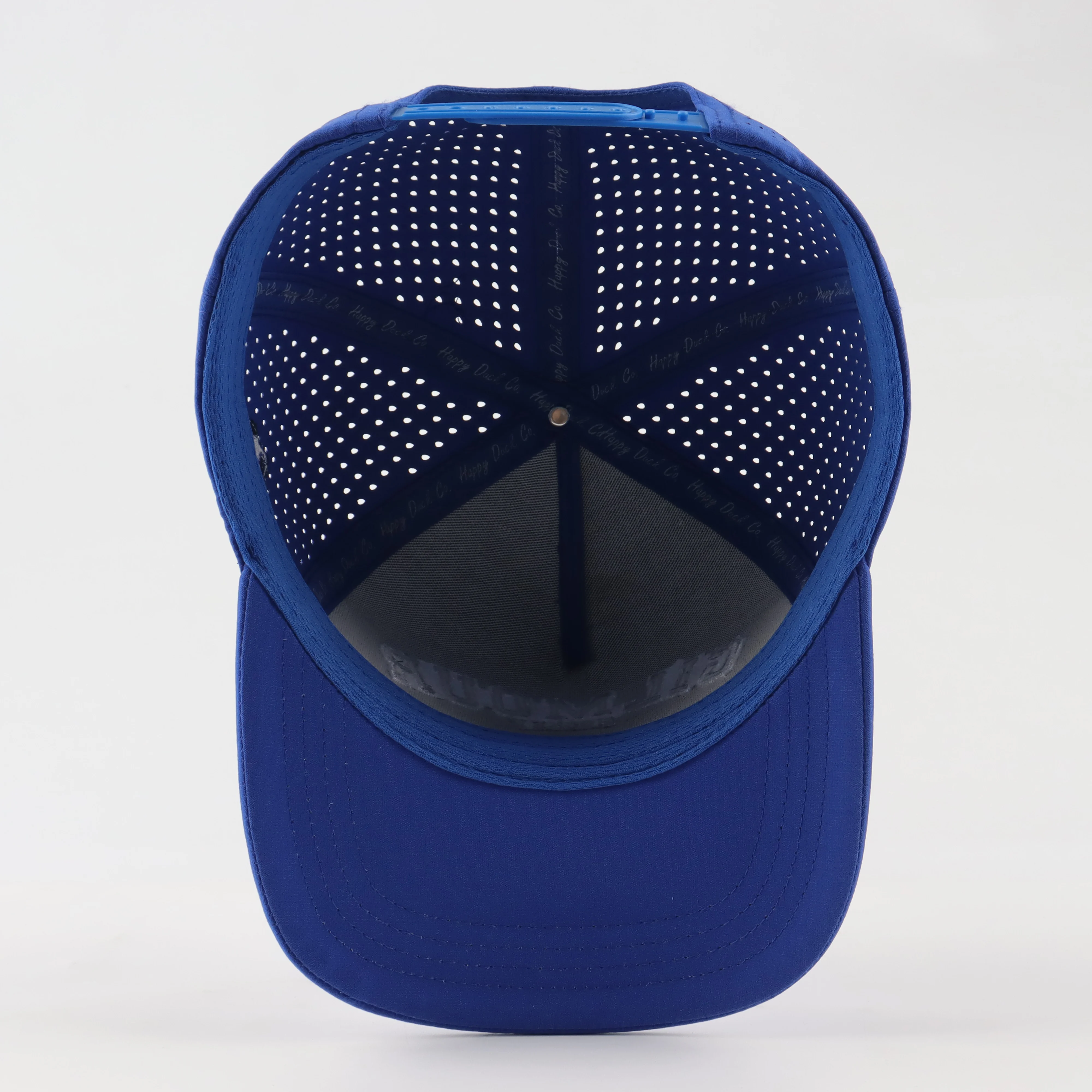 Picture 7: Oem Custom High Quality Men Women White Laser Cut Hole Perforated Dad Hat,5 Panel Curved Brim Woven Patch Logo Rope Baseball Cap