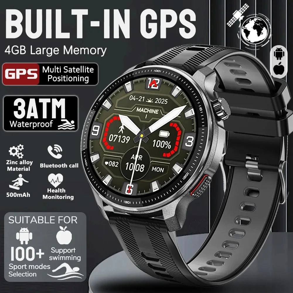 Sports Offline Map GPS Smart Watch 4GB Memory Gorilla Explosion Proof Glass 5ATM Flash Charge Fitness Smart watches For man 2026