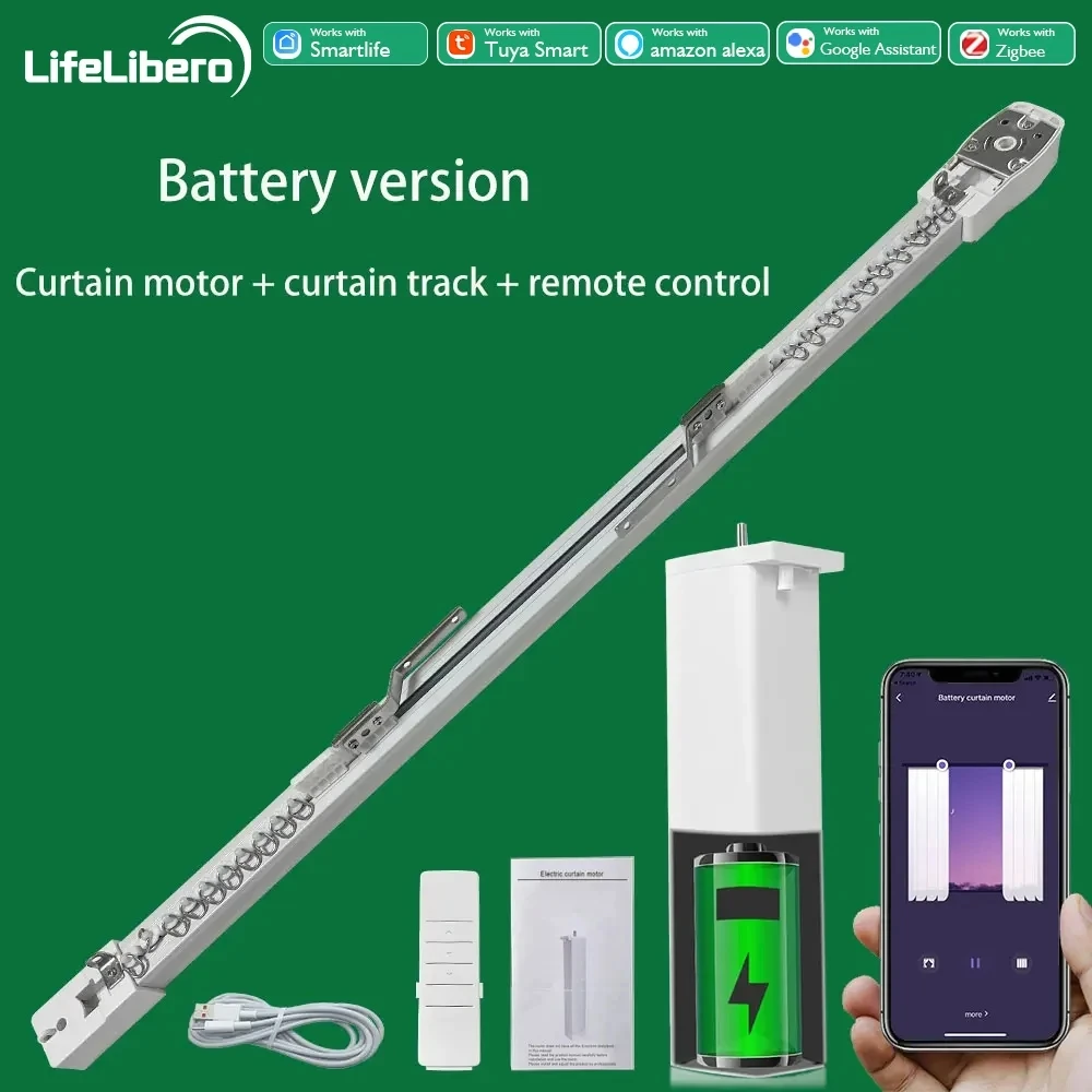 LifeLibero-Kit de moteur de rideau intelligent Zigbee, batterie Tuya, rideau électrique extensible, stores de fenêtre pour la maison, vie intelligente