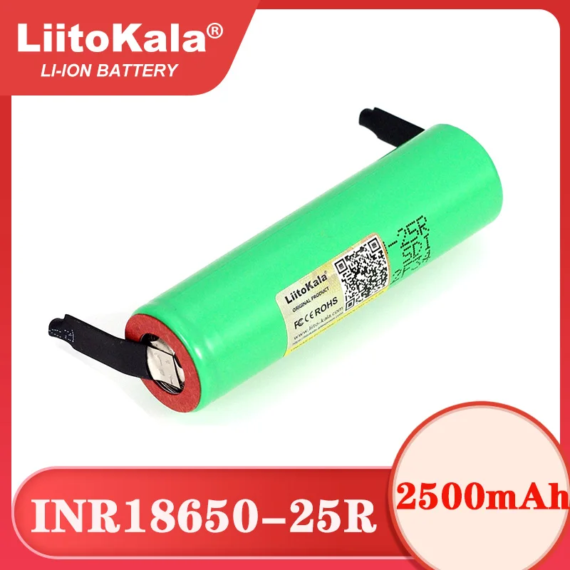 Liitokala nowa oryginalna bateria 18650 2500mAh INR1865025R 3.6V rozładowanie 20A baterie dedykowany zasilacz + arkusz DIY nikiel