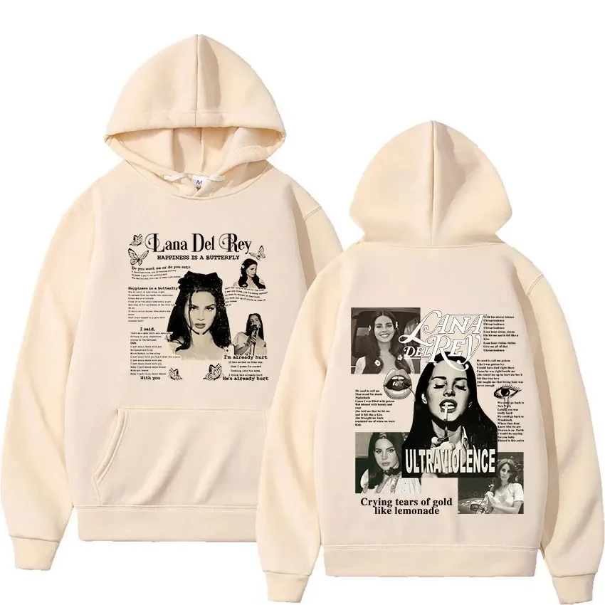 Singer Lana Del Rey Retro Pullover Hoody Ultraviolence Music Album Fashion Sweatshirt Men Women Hip Hop Hoodie Fleece Streetwear