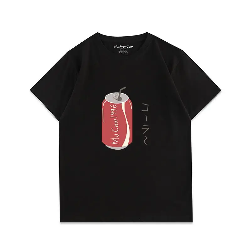 La nueva camiseta de manga corta holgada y cómoda con estampado de Coca-Cola American High Street para amantes de hombres y mujeres