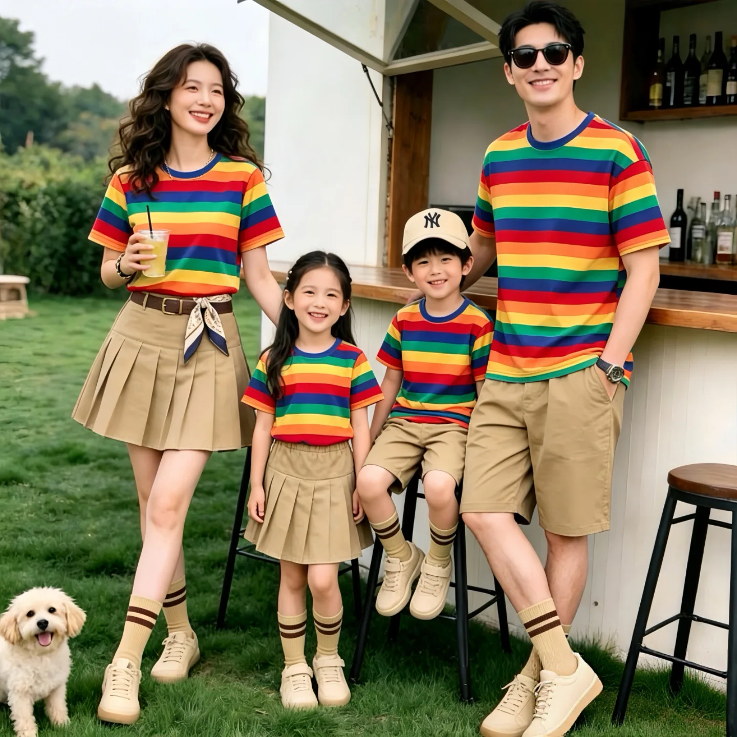 Summer Family t-Shirts Dad Mom Children Matching Rainbow Clothes Parent-Child Fashion Tops Daddy Mother And Daughter Son t-Shirt