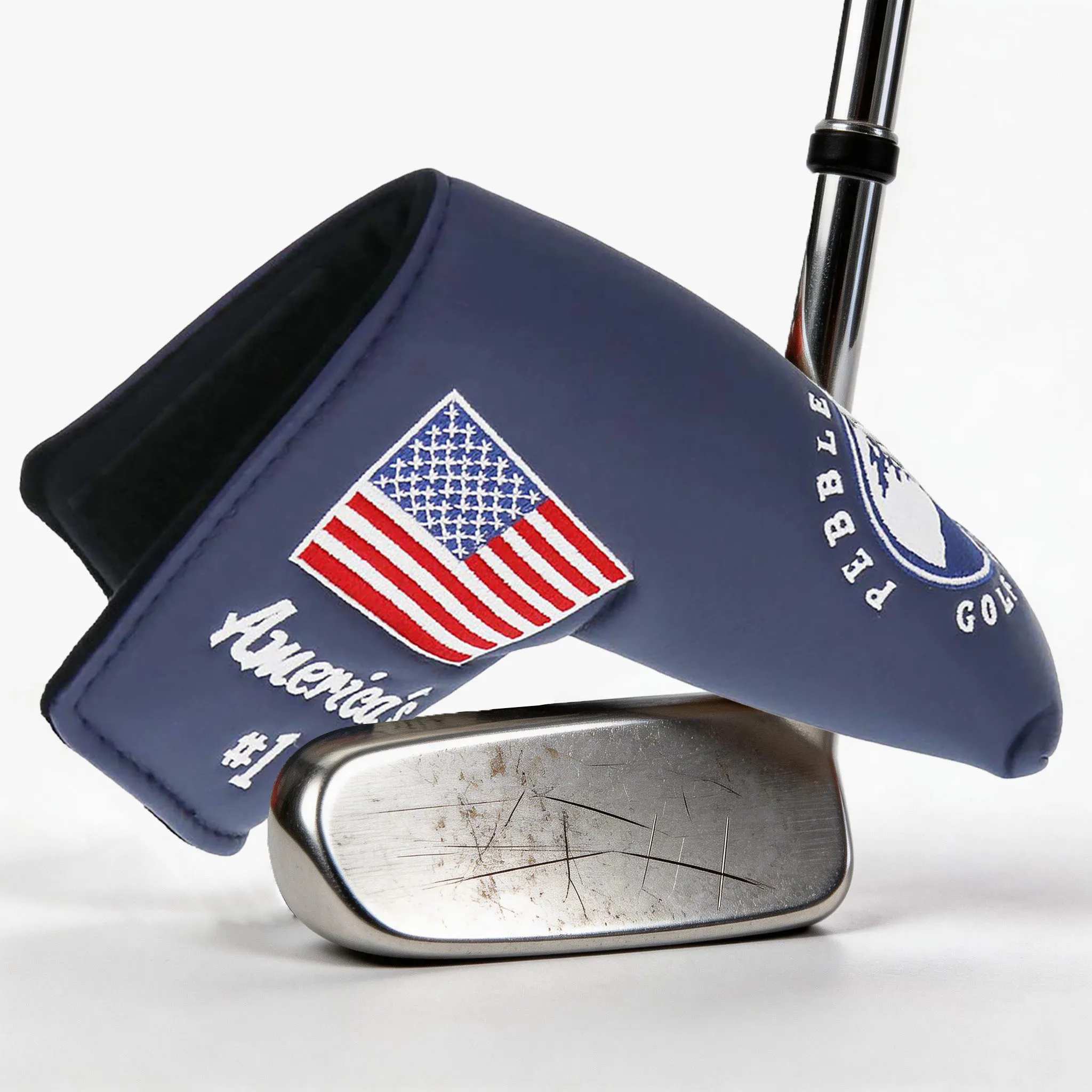 New Golf Putter Headcover Usa Flag Magnetic Leather Blue Head Cover for Blade Compatible with Scotty Cameron, Taylormade, Ping
