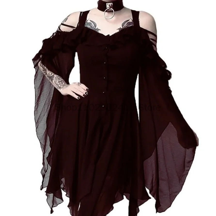 Medieval Retro Queen Princess Strapless Evening Dress English Gothic Rave Party Halloween Vampire Witch Horror Cosplay Costume