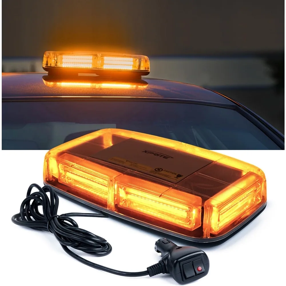 Snow Plow Truck Postal Van Emergency Amber Rooftop Flashing Light with Modes and Magnetic Base Waterproof Safety Warning Light