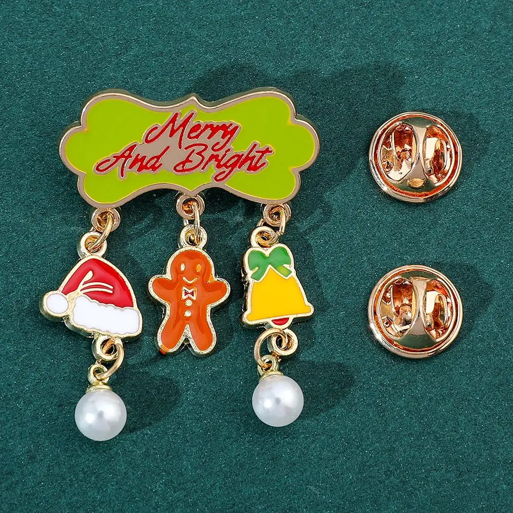 Merry Christmas Enamel Pins Christmas Theme Metal Brooch Bell Gingerbread Man Personalized Pendant Alloy Accessories