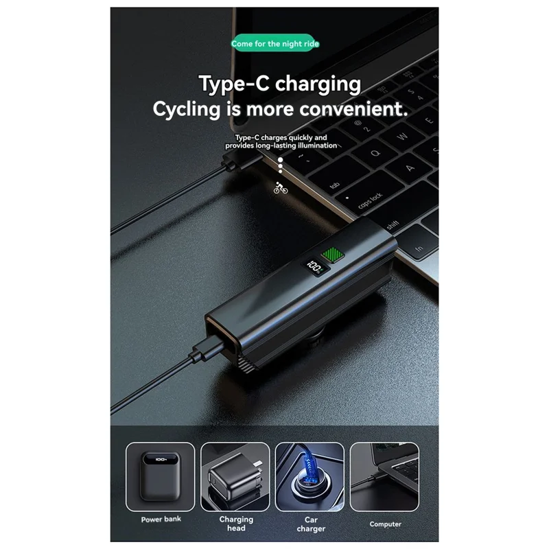 

L70A Cycling Lights Night Riding Lights With High And Low Switch 800 Lumens USB-C Charging For Cyclists And Commuters