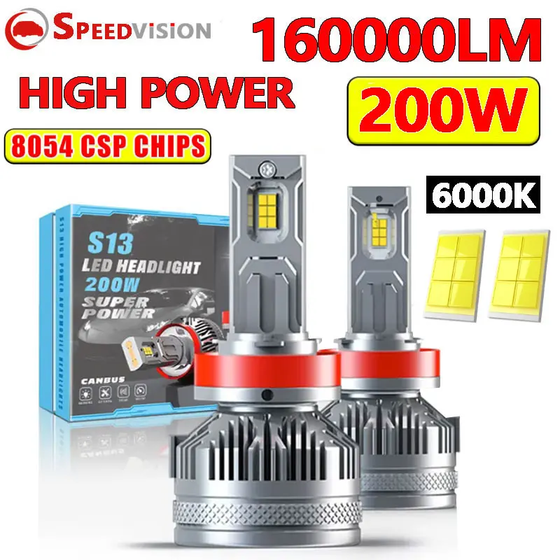 H7 Led Canbus Car Headlights Bulbs 8054 CSP 160000LM H11 H4 H1 HB3 9005 HB4 9006 Lamp 200W Automotive 6000K 12V Fog Turbo Lights