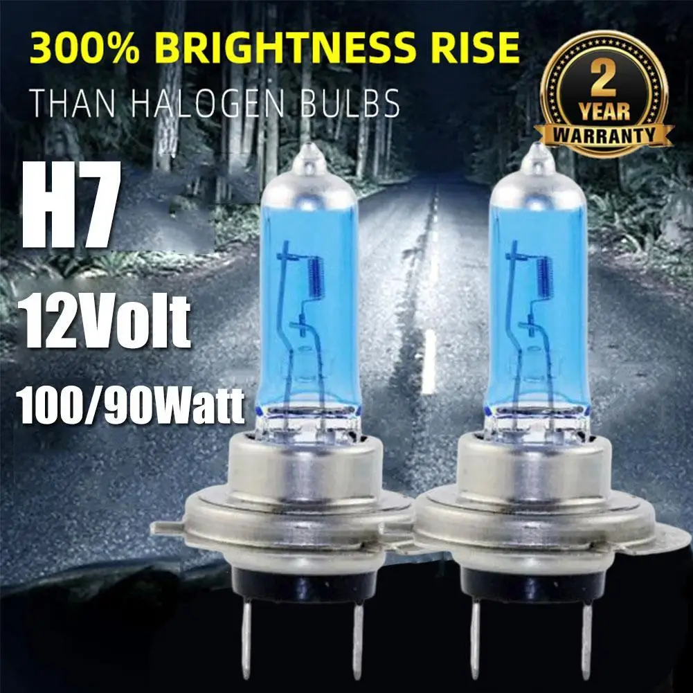 2/1pcs H7 Car Headlight Bulbs 100W 8500K Xenon Hid White 55W Halogen Car Light Look Lue Super Headlight Effect Bulb White Light