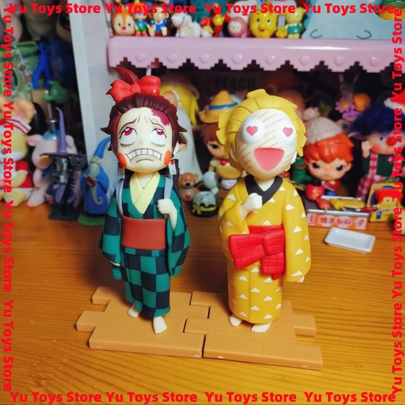 In Stock Demon Slayer Cute Flower Street Chapter Double-Headed Sculpture Statue Model.High-Quality Material.Desktop Decoration