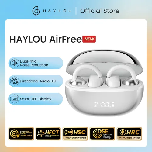 Imagen 1 del producto HAYLOU AirFree Clip de oreja auriculares inalámbricos Bluetooth 5,4 pantalla LED micrófono Dual en la oreja AI reducción de ruido auriculares deportivos