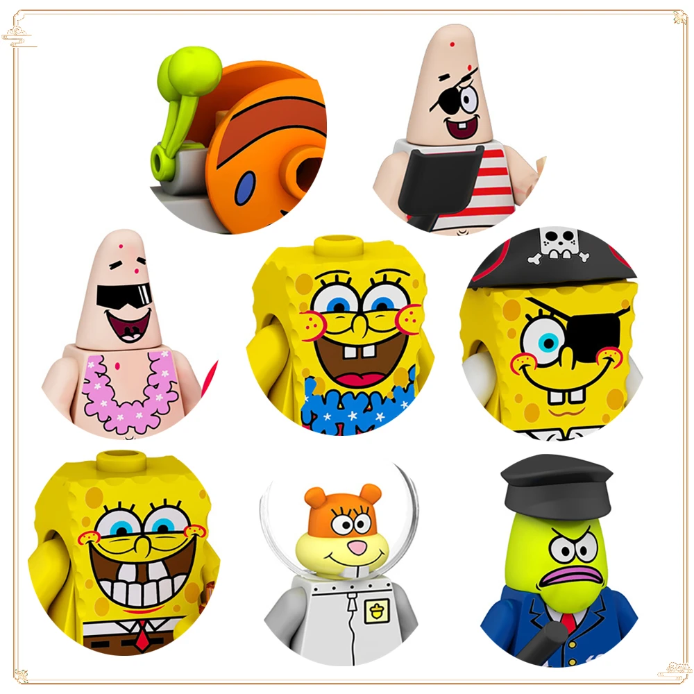 

Brick Dolls SpongeBob SquarePants Classic Patrick Star Sandy Cheeks Mini Action Toys Birthday Collection Building Blocks Gifts