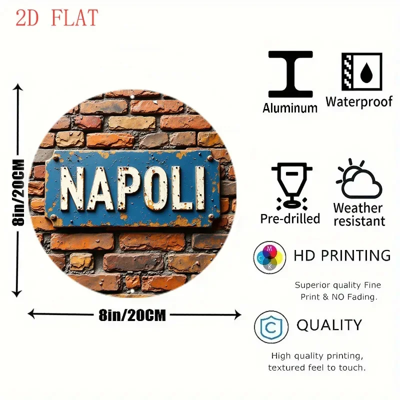 8 Inch Round Aluminum Wall Sign Penalara Mountain Forest River 2D Print Farmhouse Bar Garden Decor Gift