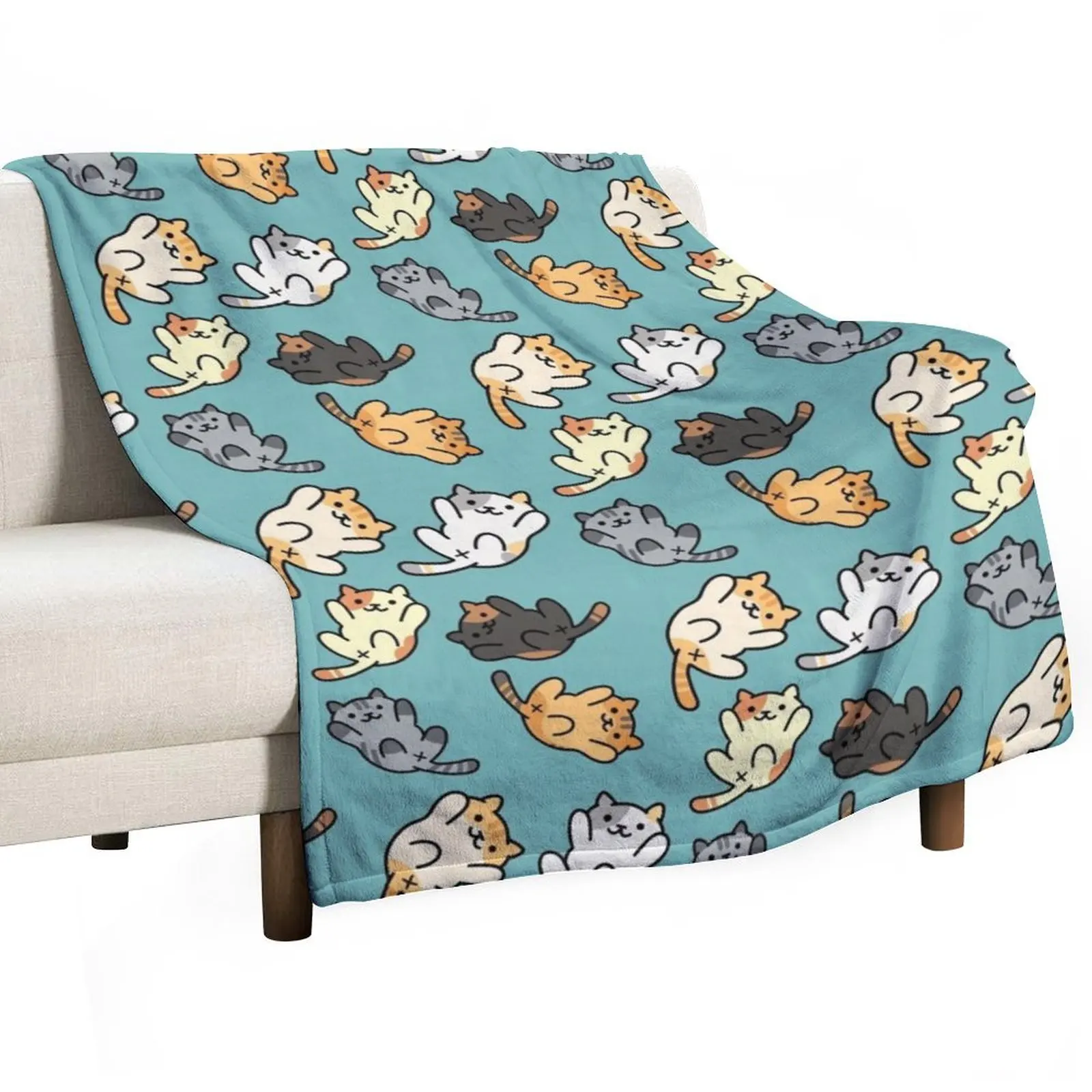 

Neko Atsume Throw Blanket Bed Soft Plaid decorative Hairy Blankets