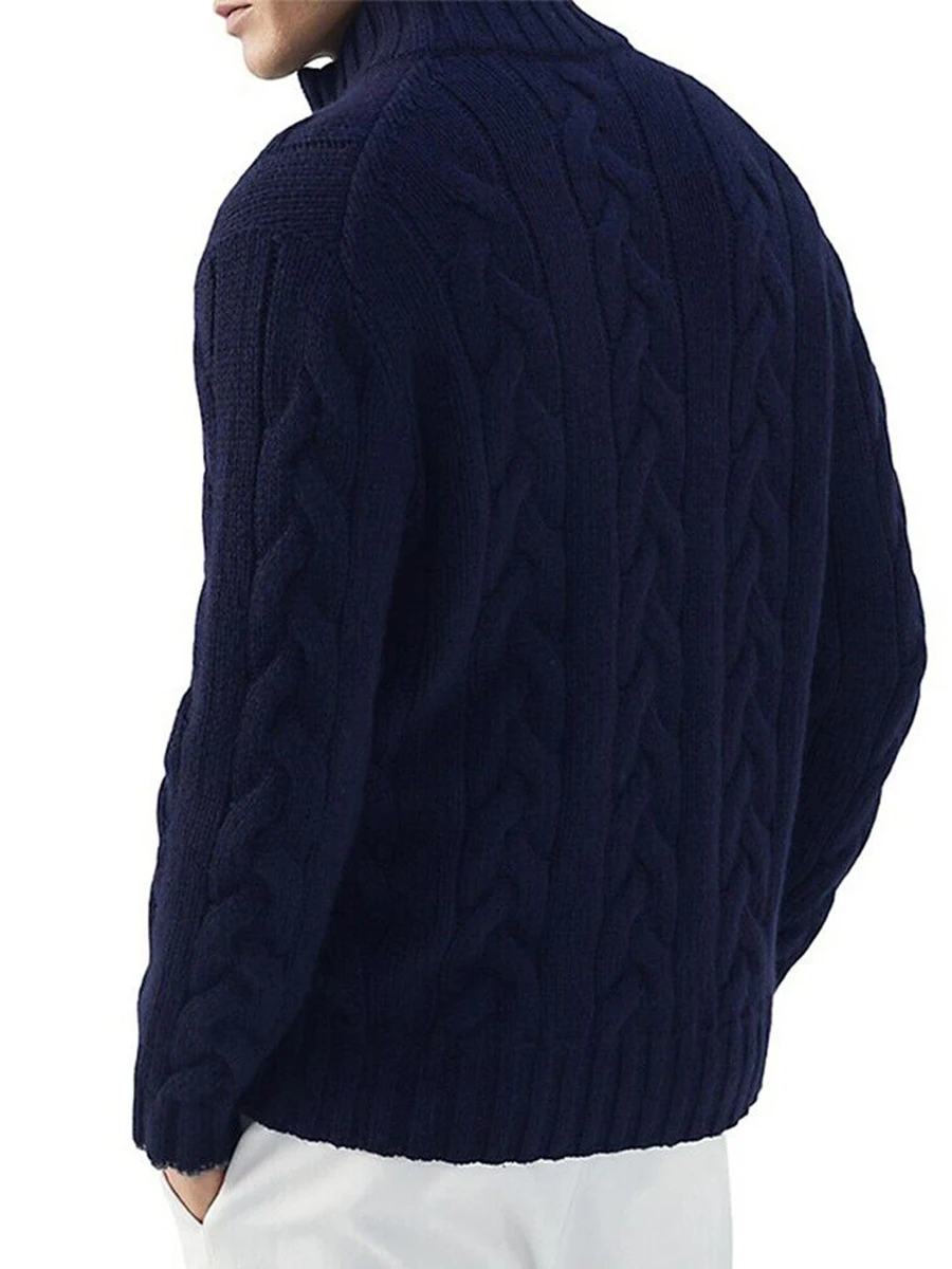 Pull à manches longues avec col montant pour hommes, manteau zippé, cardigan en tricot, coupe couvertes, automne, hiver