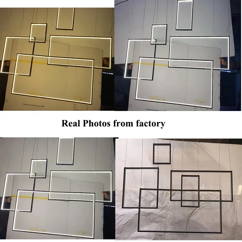 الحديثة مستطيلة Led أضواء الثريا غرفة المعيشة الطعام قلادة أضواء ديكور المنزل بار المطبخ دراسة مصباح معلق الإنارة #6