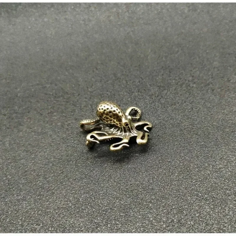 Brass Octopus Home Decoration Antique Copper Animal Figurines Miniatures Desk Ornament Accessories Creative Table Tea Pets Craft