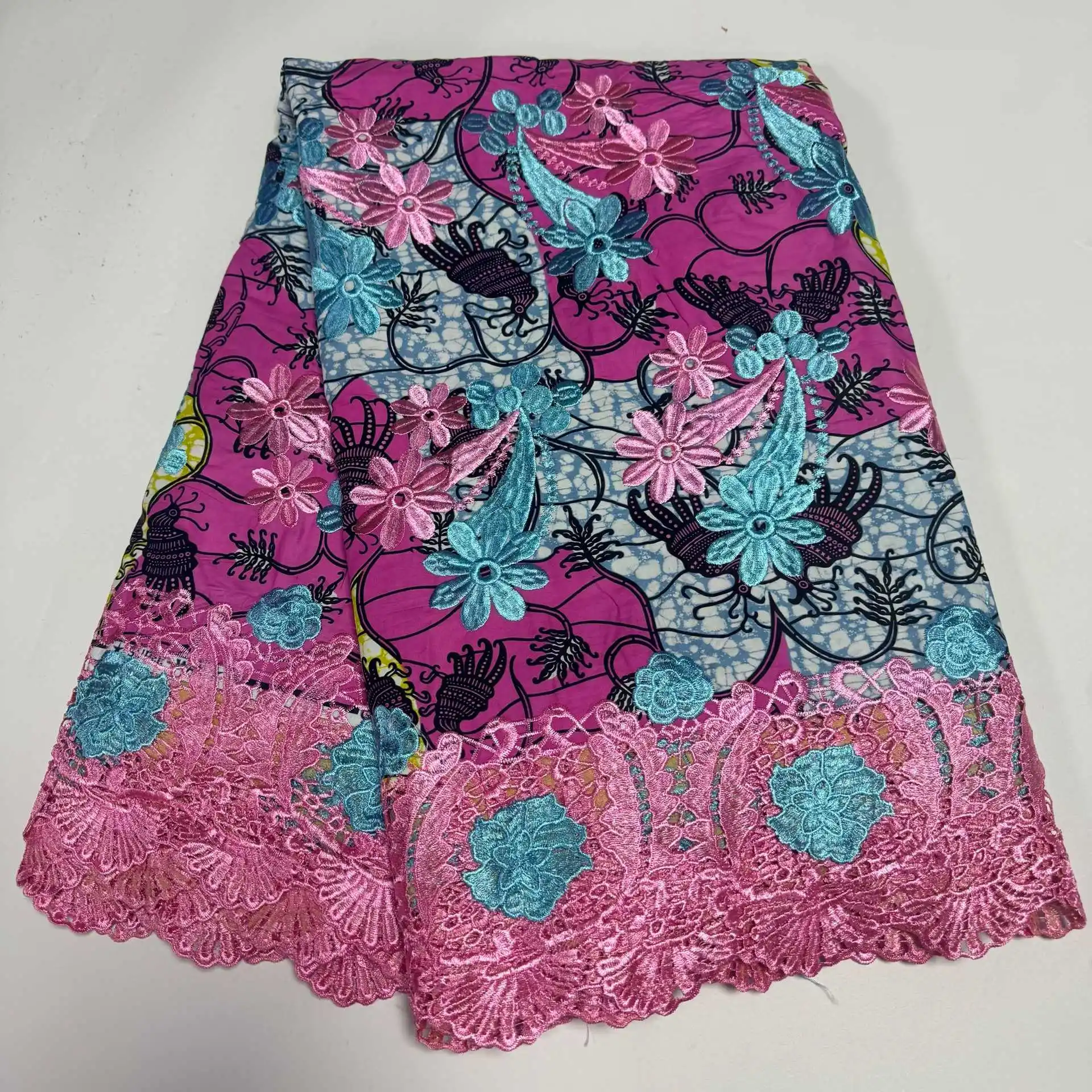 20266Yards Latest High Quality Popular Delicate Embroidered Holland Wax lace With Stones Fabric For Party Evening Dress NN5618_V