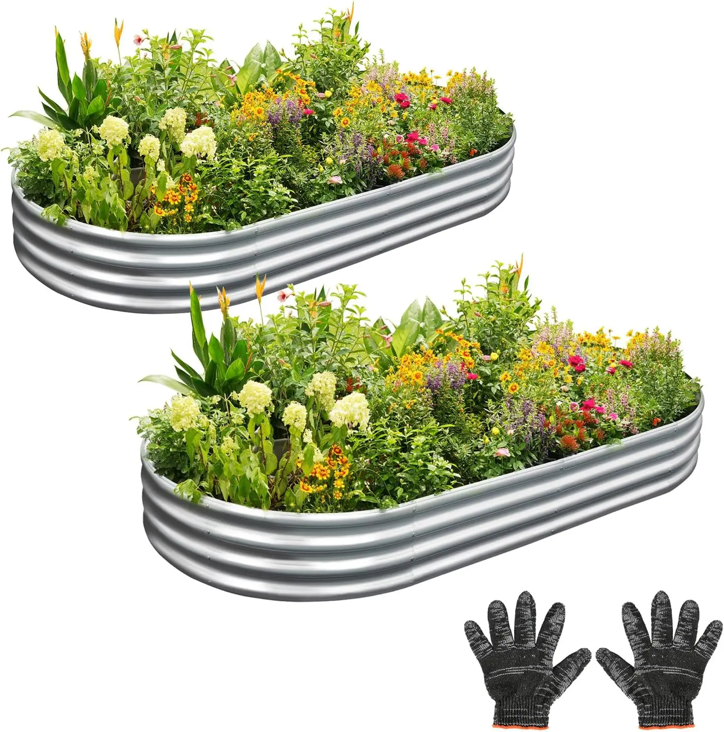 

Garden 2Pcs 4X2X1Ft Galvanized Raised Garden Bed Kit - Metal Planter Boxes For Vegetables/Herbs/Flowers, Heavy-Duty Steel