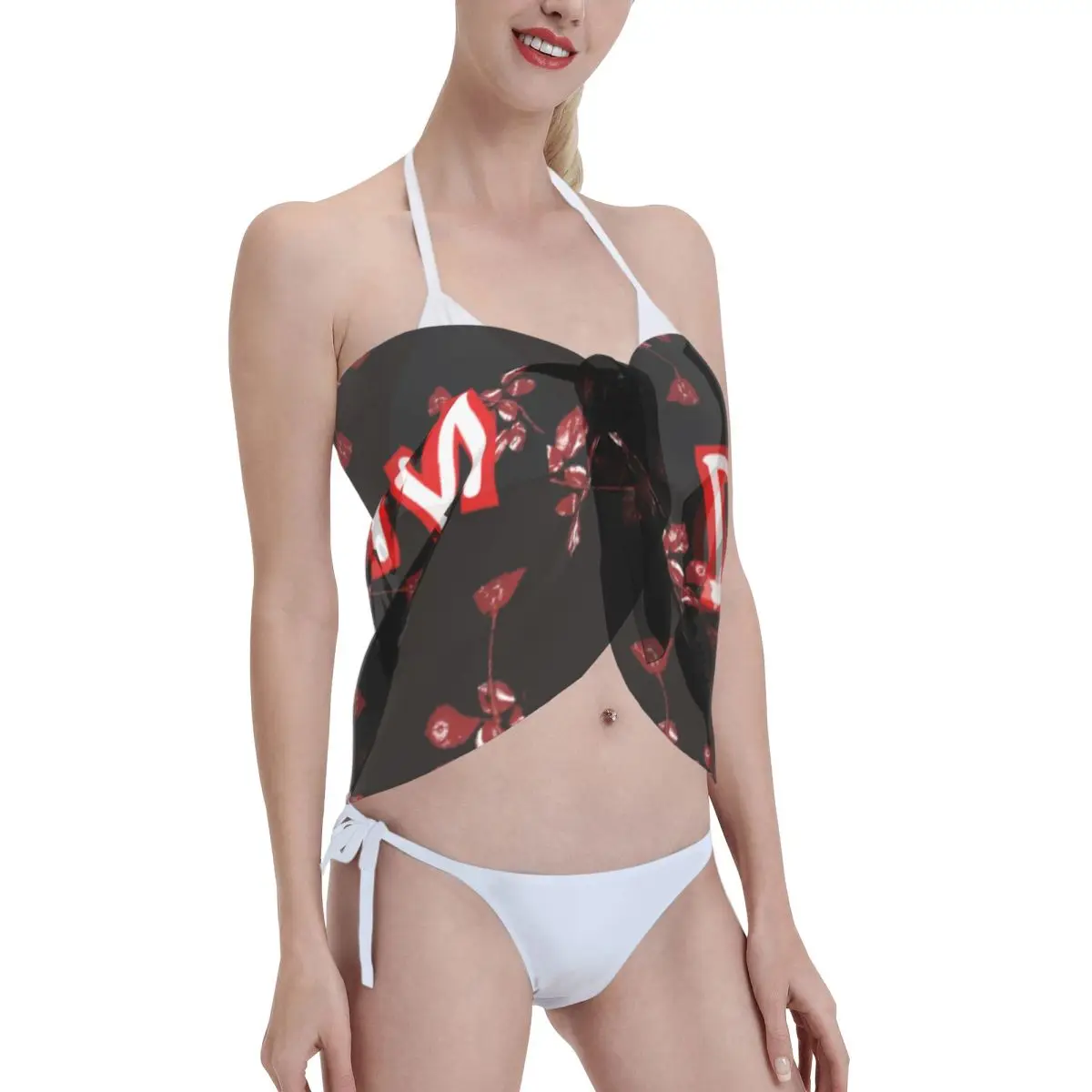 Benutzerdefinierte Depeche Cool Mode Frauen Kurze Sarongs Strand Wrap 3D Gedruckt Musik Für Bademode Strand Bikini Wrap Kleid Badeanzug Coverups