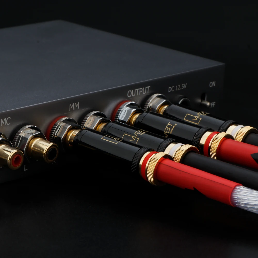 Preffair Cable de interconexión RCA Phono Audiophile chapado en plata de alta gama Cable de Audio HIFI con enchufes RCA soldados WBT chapados en oro