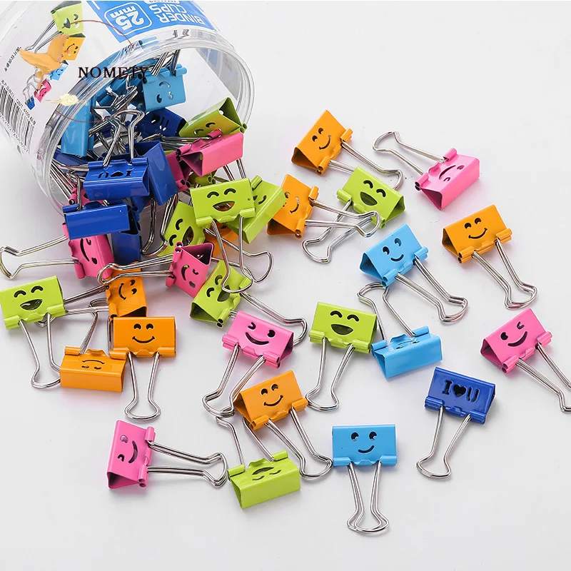 4 Pcs/lot, Smiling Face Binder Clips, for Clamping Papers/receipts, Metal Material Office Supplies Clamps,19mm/25mm