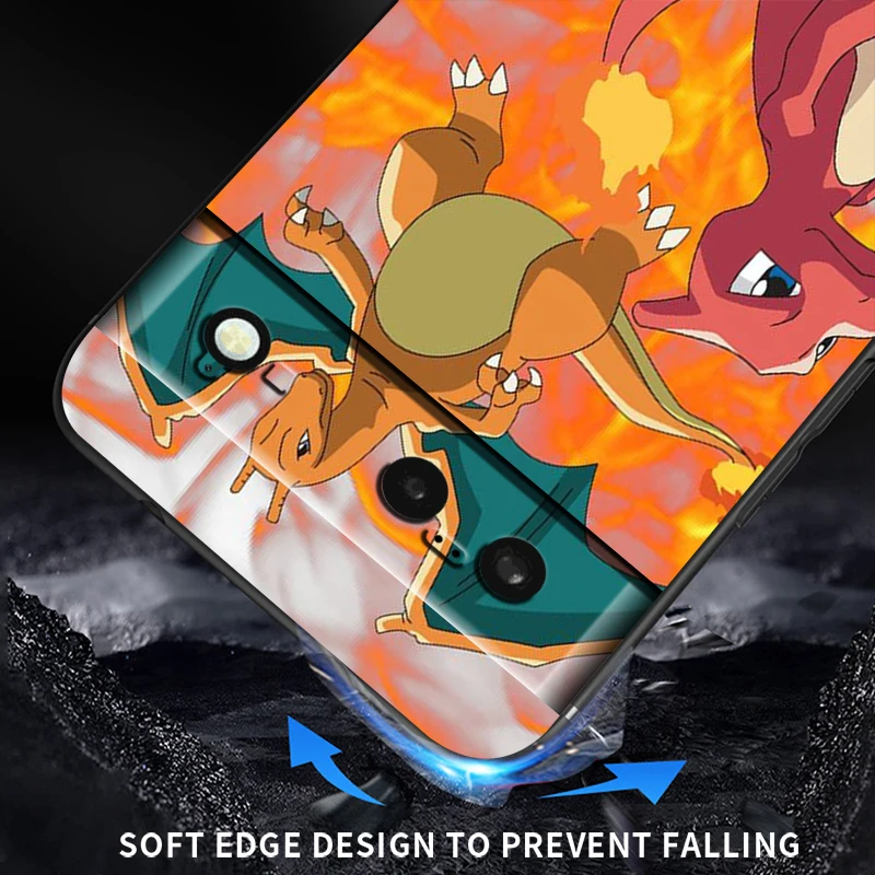 Pokemon Little Fire Dragon For Google Pixel 9 8 7A 7 6A 6 5A 5 4 4A XL 5G Black Silicon Shockproof Shell Soft Phone Case