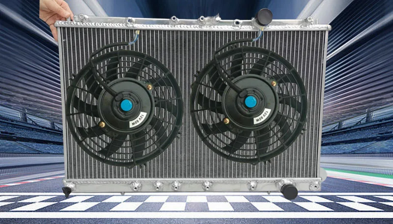 ALUMINUM RADIATOR + FANS For MITSUBISHI LANCER EVO 1 2 3 1992-1996 92 93 96 MT 1993 1994 1995 1996 94 95