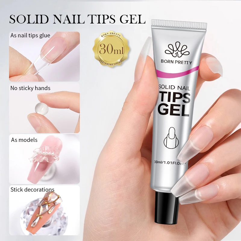 BORN PRETTY 15 ml klares, antihaftbeschichtetes Handverlängerungsgel, 3D-Shaping, Sculpting, Carving Nail Art, festes Hartgel für künstliche Nägel