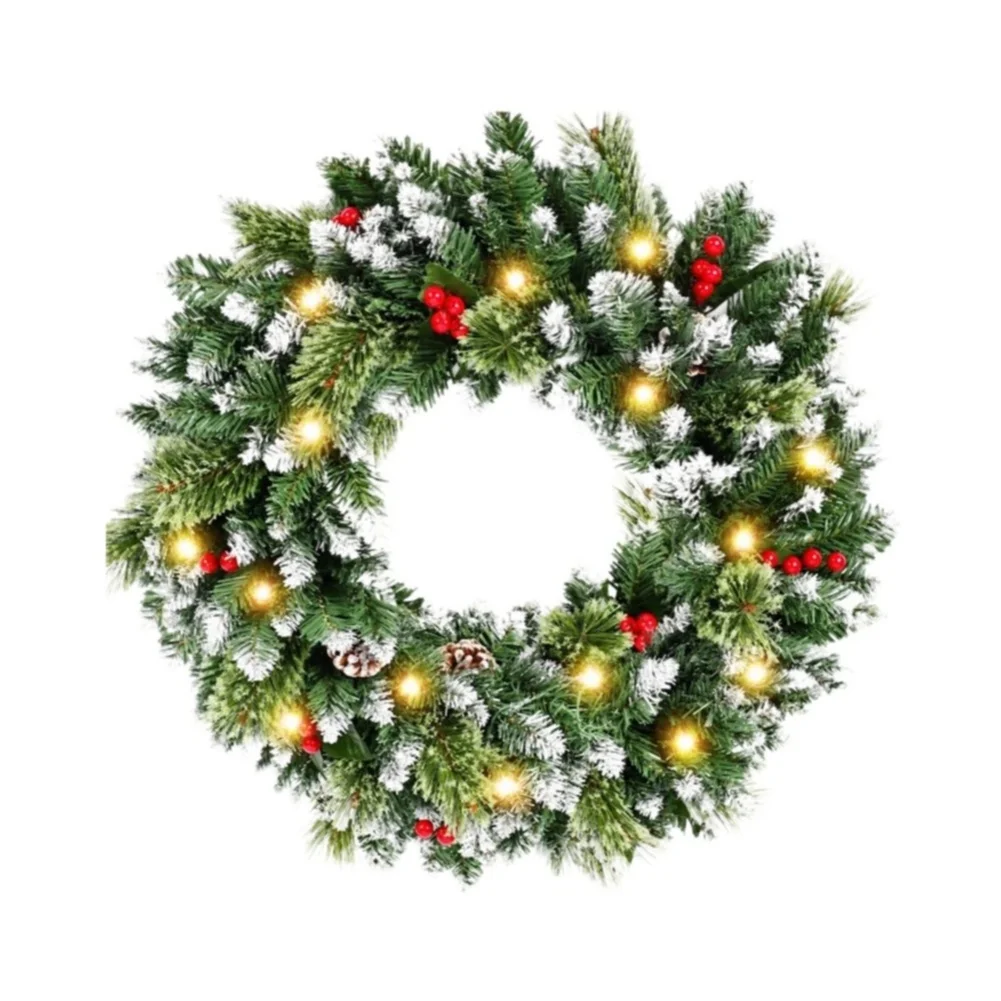 Winter Door Ornament Christmas Wreath For Christmas Seasonal Decorating Layered Pine-style Foliage Dense Green Branch Tips