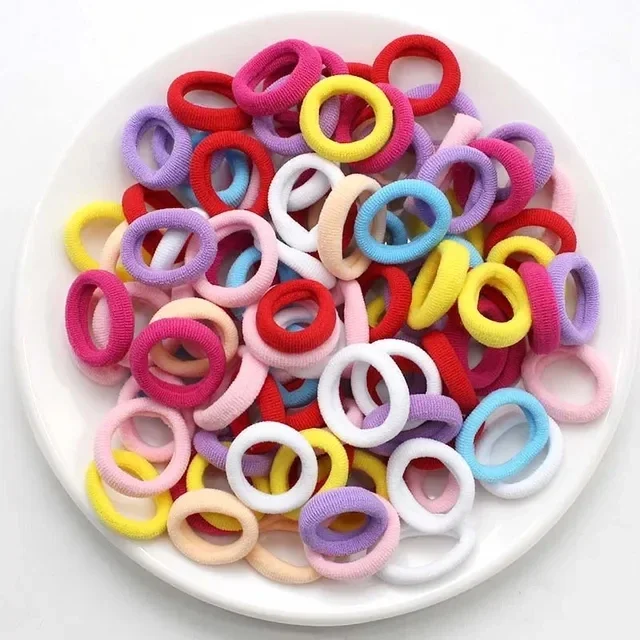 200PCS 여자 여자 다채로운 나일론 탄성 헤어 밴드 포니 테일 잡아 작은 머리 넥타이 고무 밴드 Scrunchie 헤어 액세서리