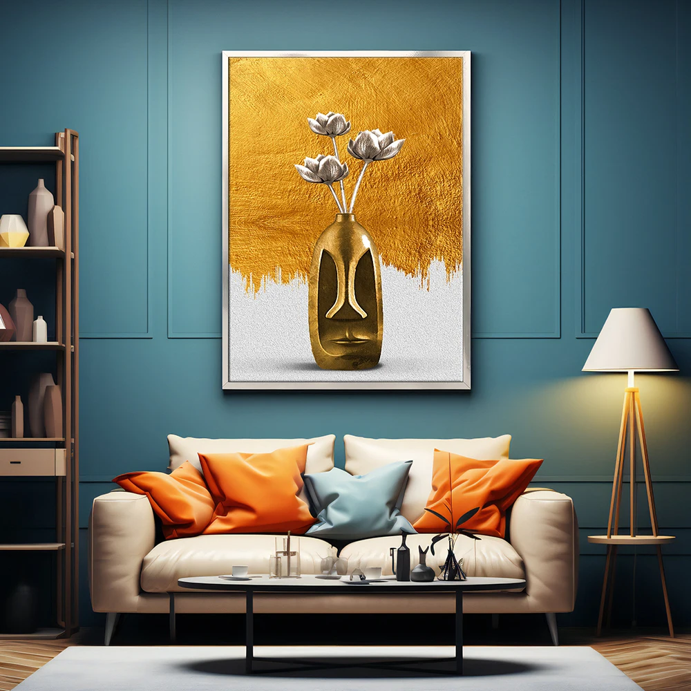 

Gold Flower Vase Canvas Painting Print Modern Luxury Wall Art Poster Abstract Plant Bloom Picture Living Room Home Decor Cuadros