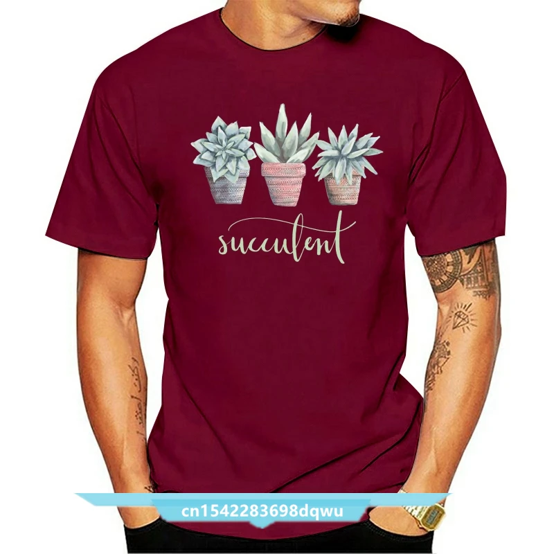 

Succulent Painting Trio Aloe Agave Plant Botanical T Shirt Round Neck Youth Korean Harajuku O-Neck Short Sleeve T-Shirt