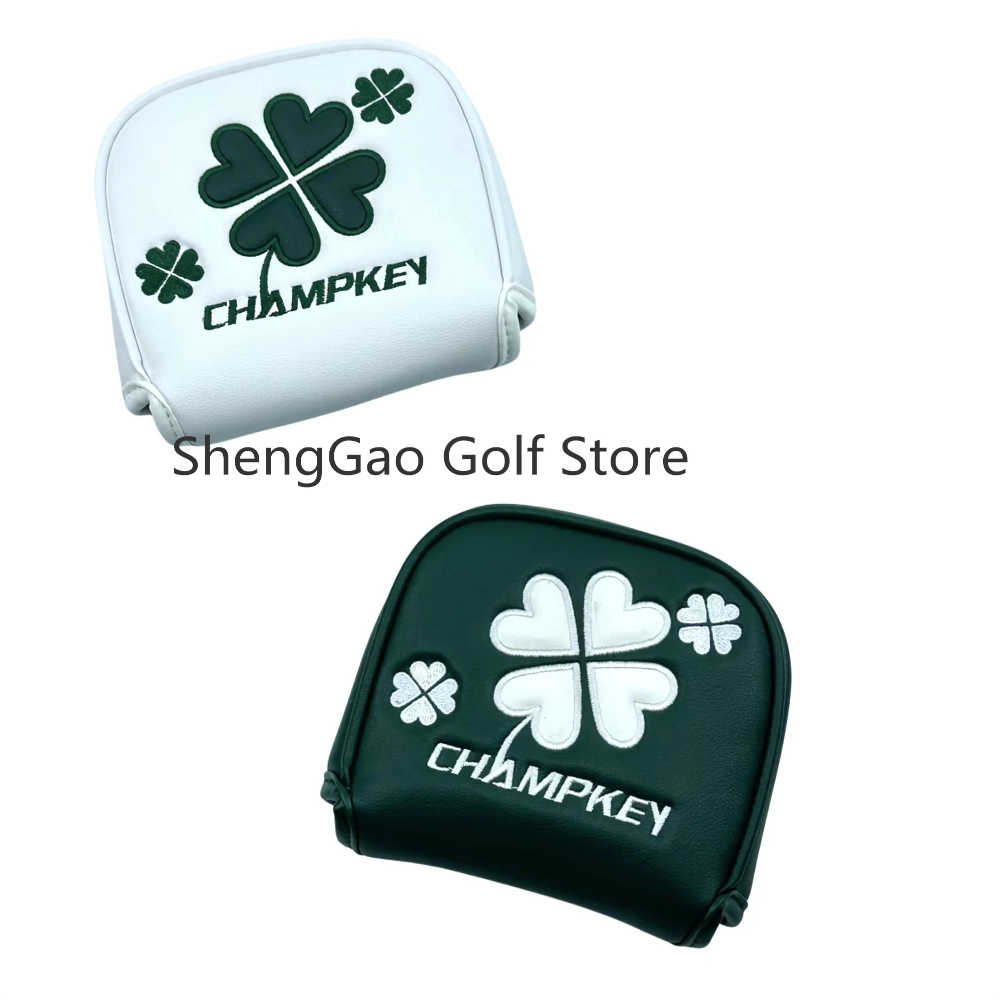 1pc lucky Clover Pattern Golf Putter Cover PU Leather Large Mallet Golf Head Cover Magnetic Closure Golf Head cover