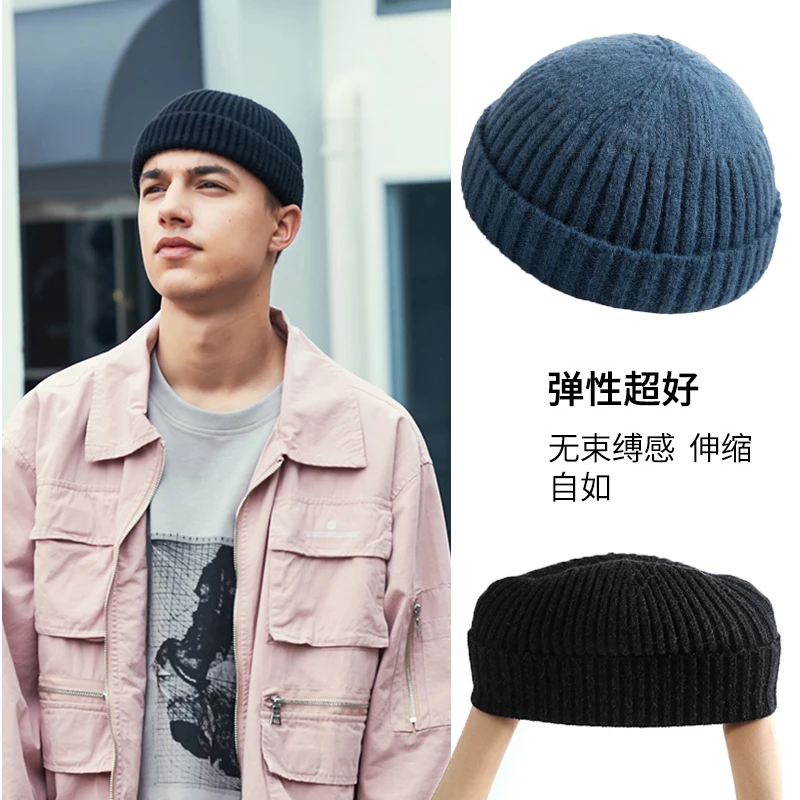 Chapéu de malha super elástica para homens e mulheres, estilo japonês, cúpula sem brilho Harajuku chapéu de couro melão, street hipster e senhorio gorro