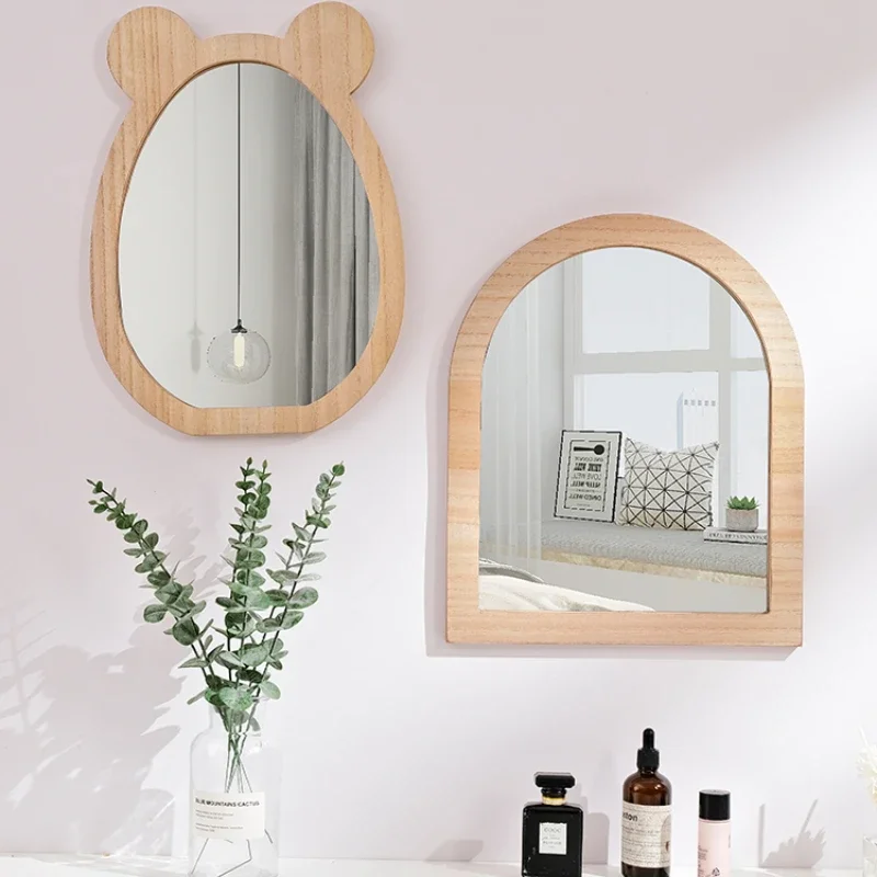 

Постмодернистские декоративные зеркала, маленькие милые декоративные зеркала на клейкой основе, кавайные подвесные деревянные Miroir, настенный декор