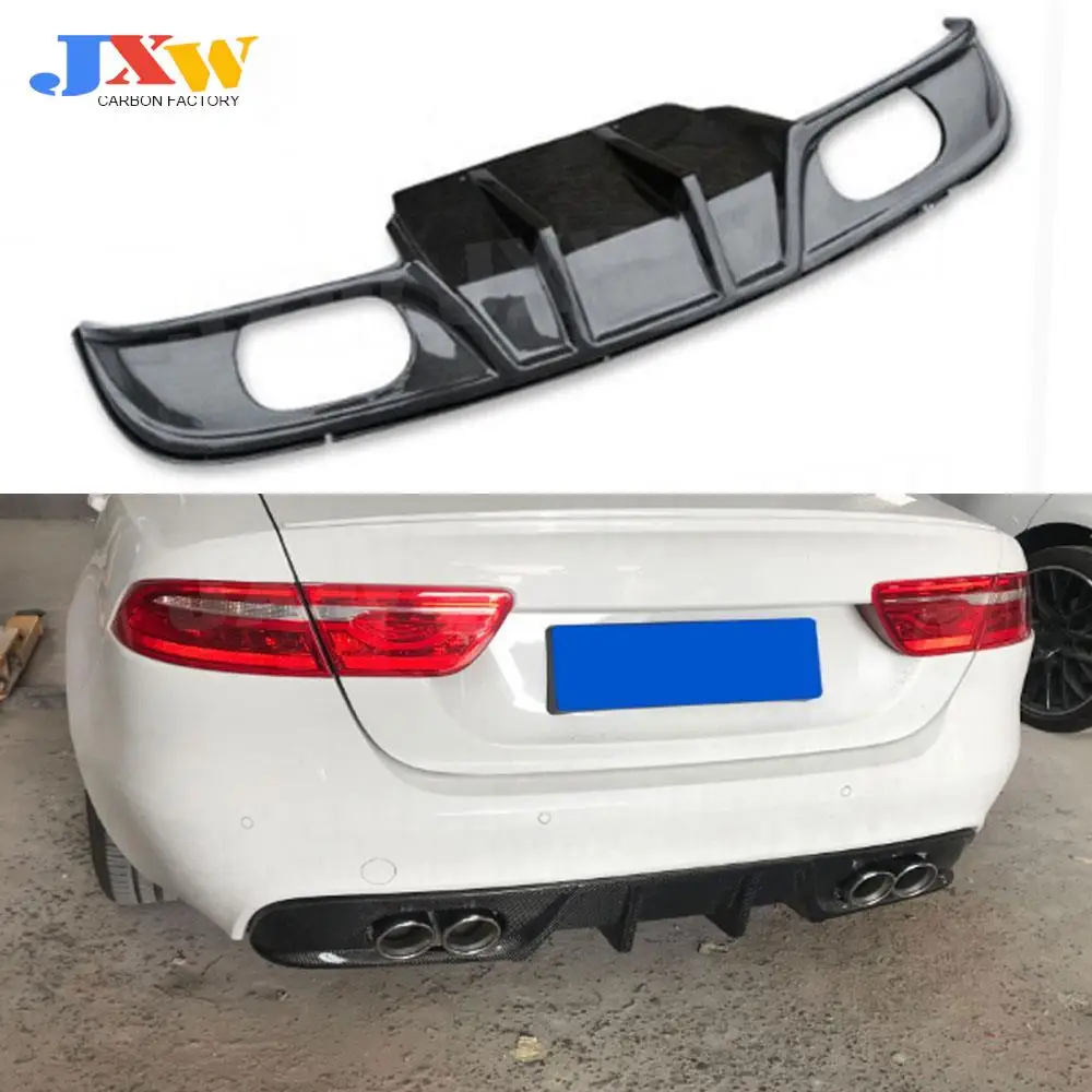 

Carbon Fiber Rear Bumper Lip Diffuser Spoiler For Jaguar XF Sedan 2015 -2018 FRP Four Outlet Fin shark Style Back Guard Kits