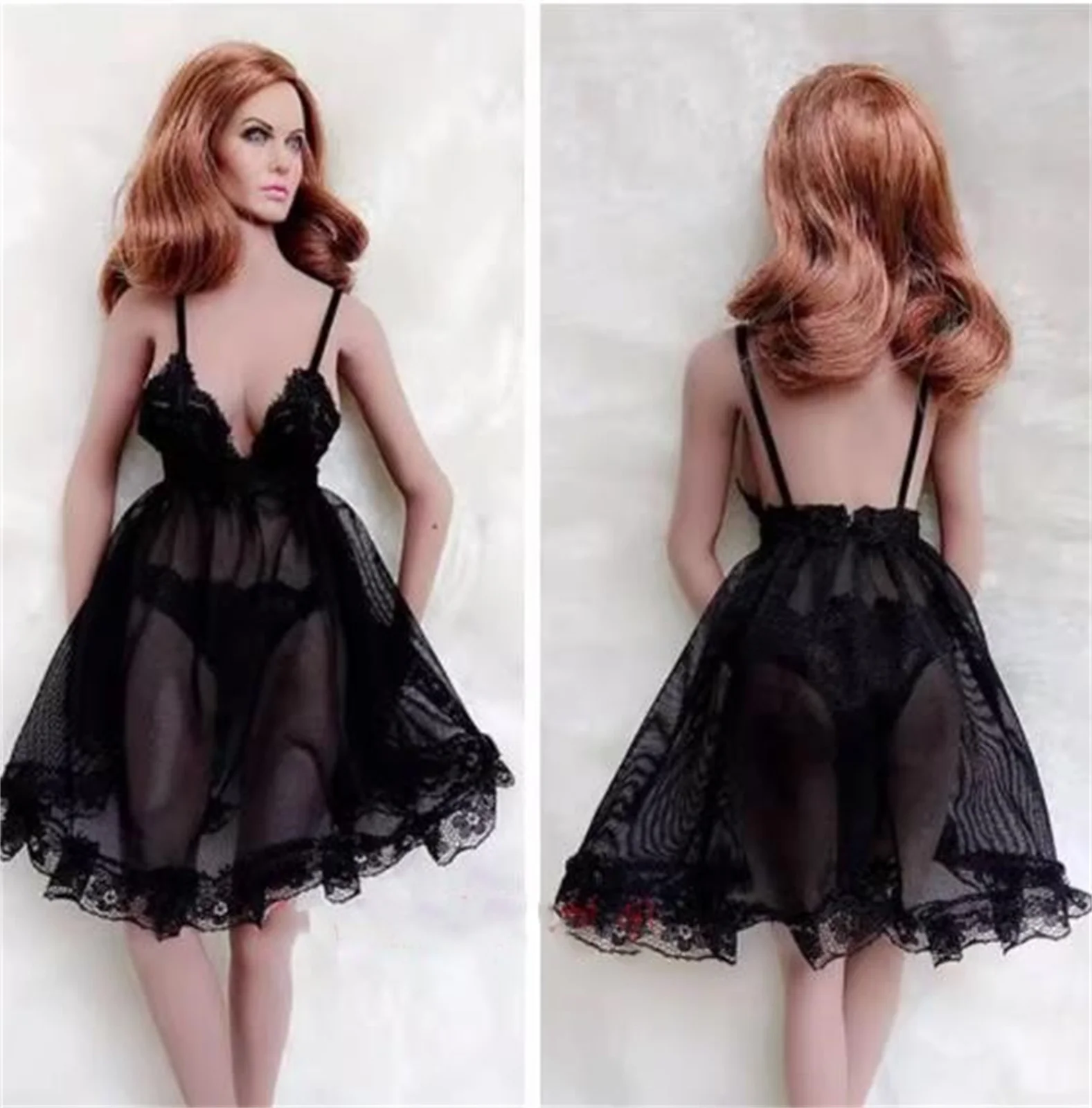 

1/6 женский солдат, аксессуары для женщин-солдат, черные кружевные пижамы, платье, игрушки, одежда, 12 дюймов, фигурка TBl PH, фигурка солдата