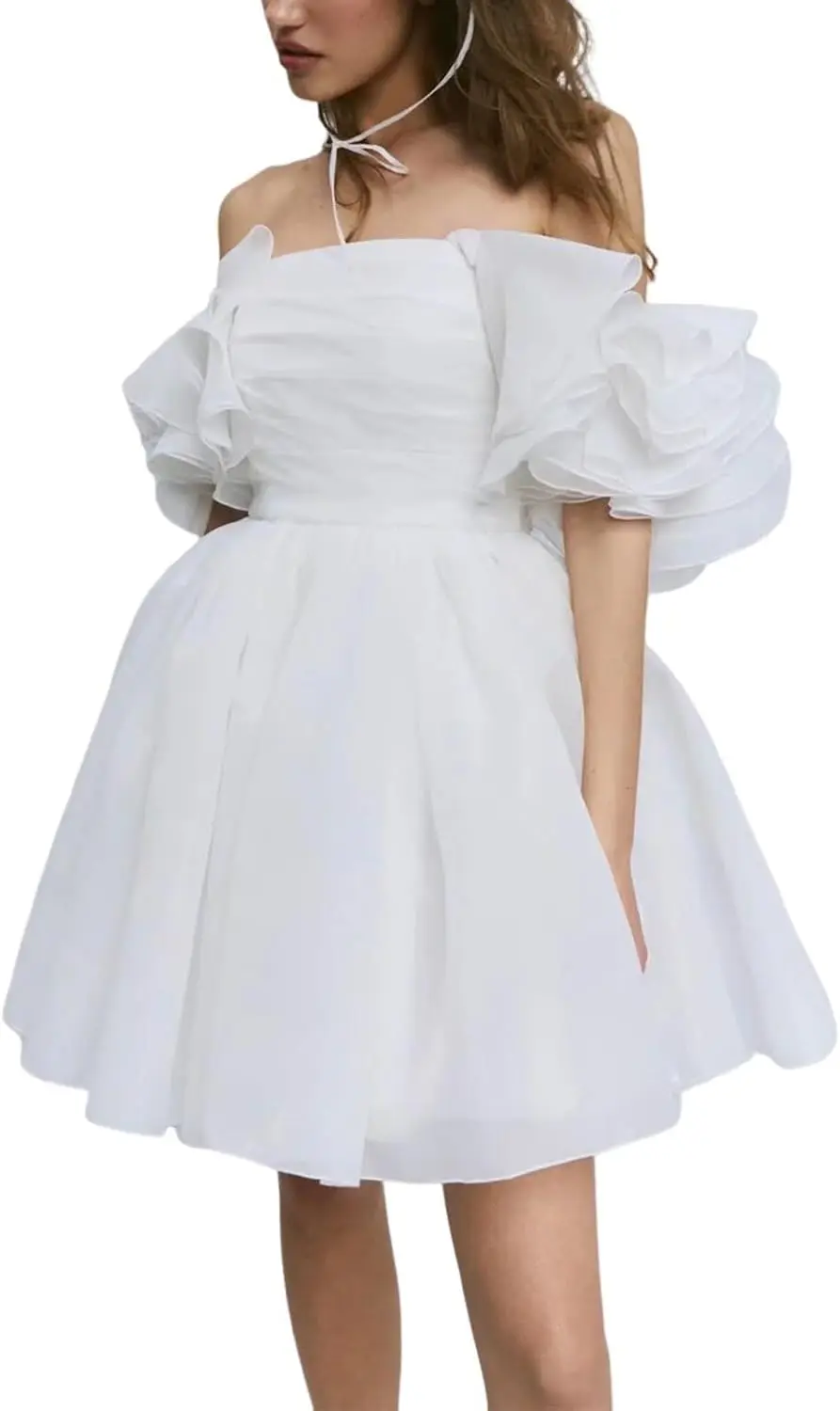 Vestidos de casamento curtos femininos para noiva fora do ombro tule vestido de festa de noiva uma linha mini noivado vestido de casamento simples