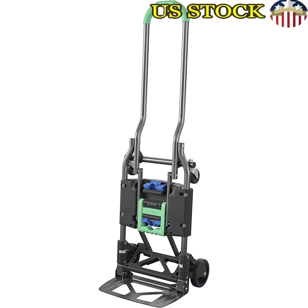 

Heavy Duty Folding Hand Truck Multi-Position Cart Durable Steel Frame 300 lbs Weight Capacity Easy Conversion Compact Storage