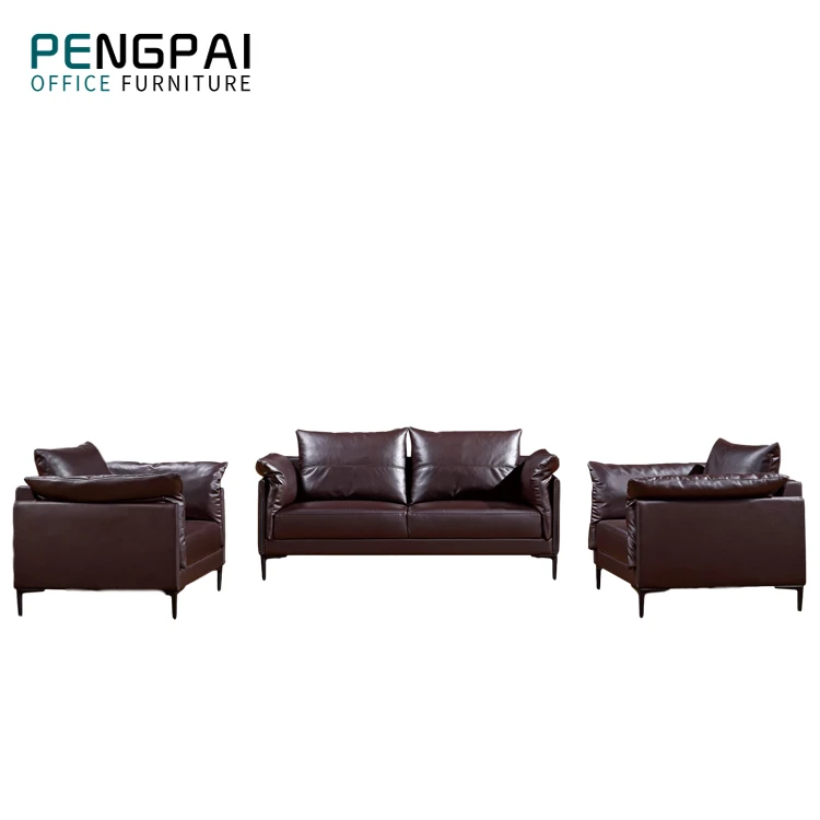 Pengpai 3 Seater Soffa Set Furniture Legs 1+1+2 Real Leather Sofa