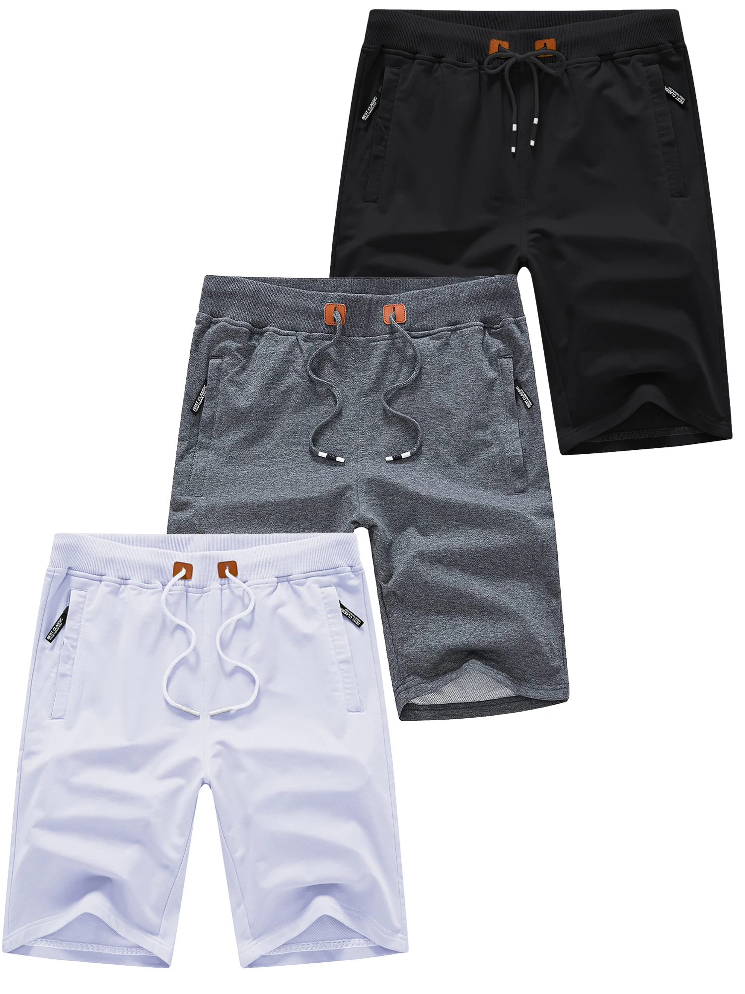 3er-Pack Herren-Baumwollshorts mit Kordelzug, Bequeme Passform, Schlanke Elastische Sportshorts, Lässige Laufshorts, Trendige Jogginghosen, Herrenbekleidung – Detail 3