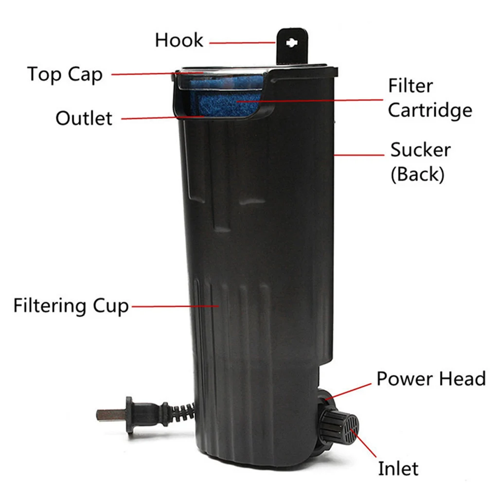 Low Water Level Water Purifier, Small Reptile Filter Aeration Pump, Waterfall, Turtle Tank, Power, 5w