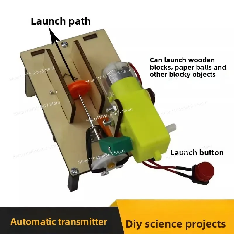 Children's Educational Science Kit, Electric Catapult Automatic Launcher, DIY Handmade Reciprocating Mechanism Toy
