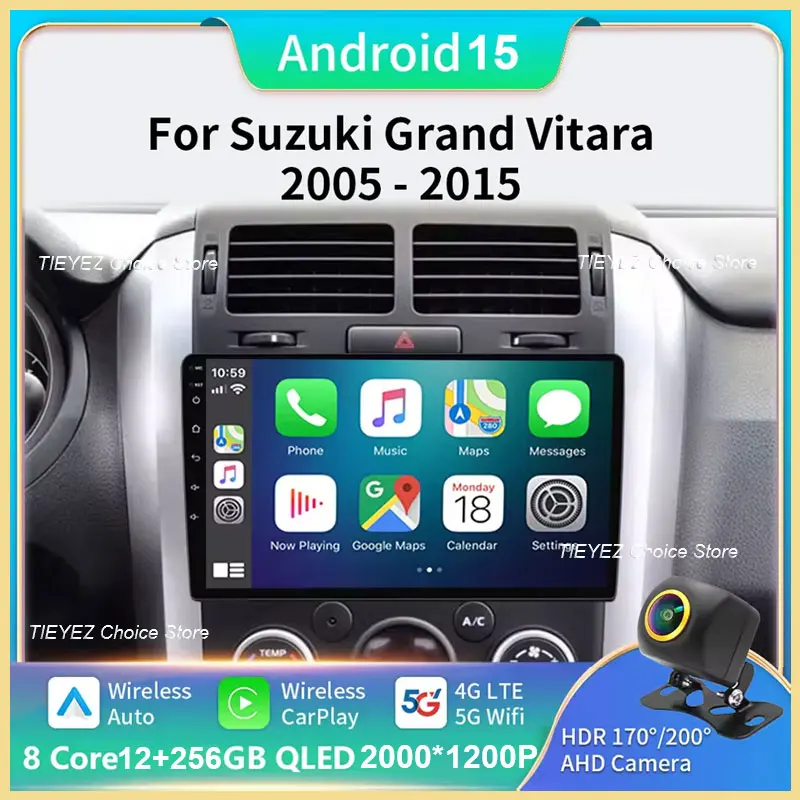

Автомобильный радиоприемник Android 15, мультимедийный плеер для Suzuki Grand Vitara 3 2005-2015, GPS, авто Carplay, сенсорный экран, видеонавигация, стерео