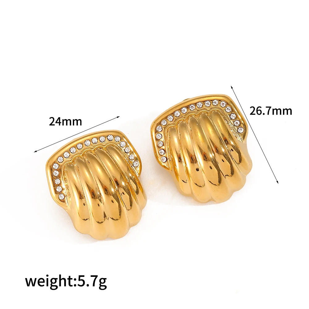 18K Goldfarbene Edelstahl-Ohrstecker mit Muschelmotiv, hochwertige, wasserdichte, romantische, schicke Schmuckstücke, Geschenk für Frauen – Detail 4