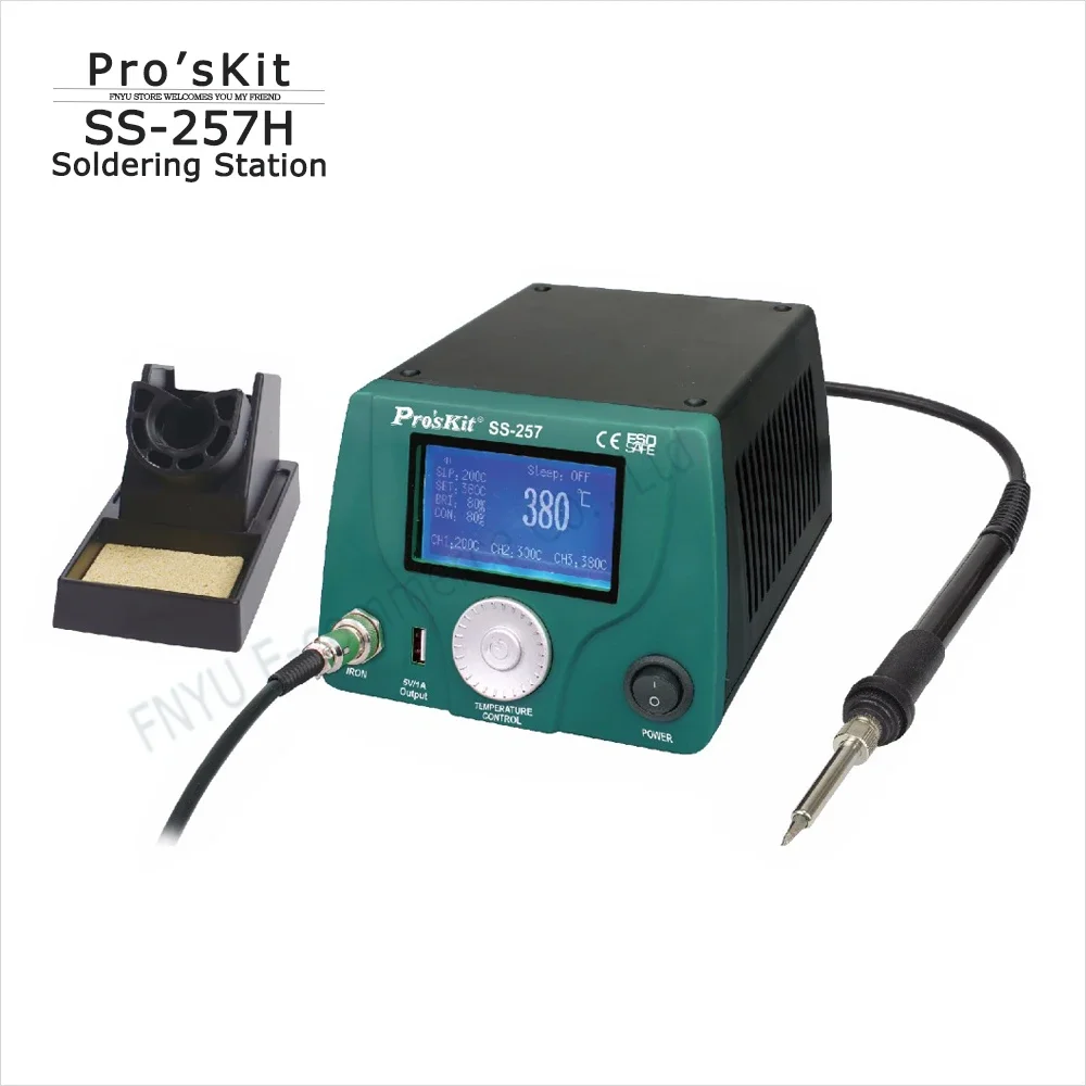 

SS-257H Pro'sKit LCD Digital Intelligent Temperature Control Soldering Station Anti-Static LeadFree Maintenance Electric Welding